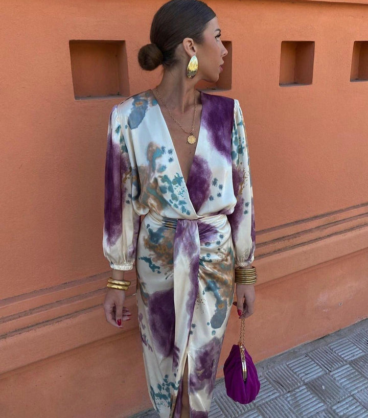 Hazel | Timeless Belted V-Neck Wrap Midi Dress