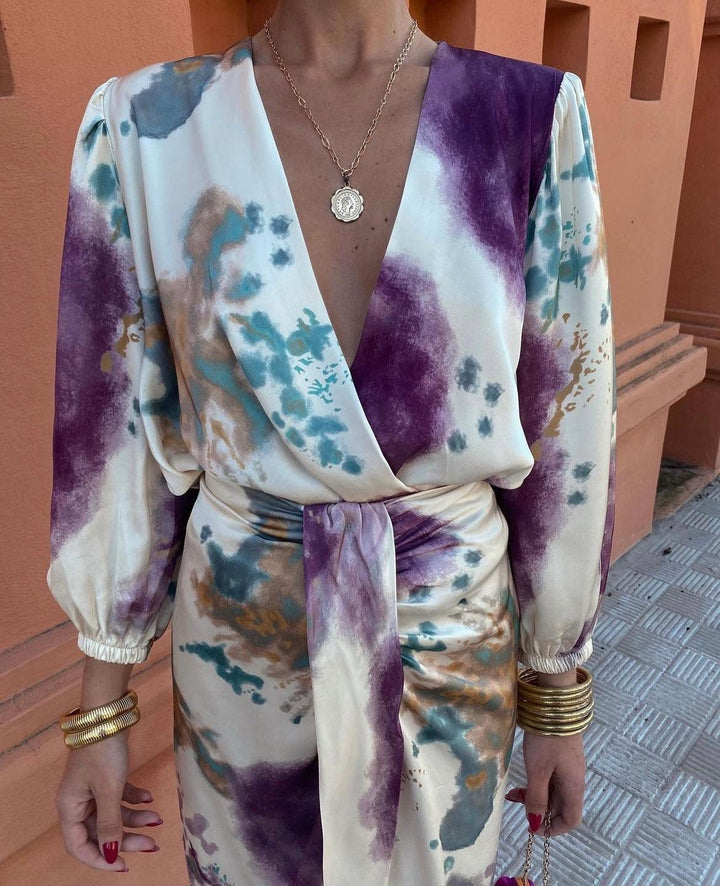 Hazel | Timeless Belted V-Neck Wrap Midi Dress