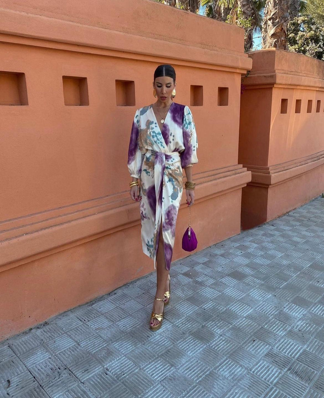 Hazel | Timeless Belted V-Neck Wrap Midi Dress