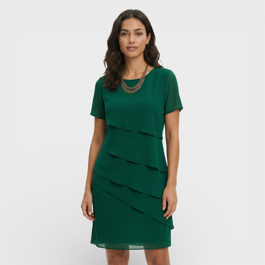 Hazel | Timeless Layered Ruffle Midi Cocktail Dress