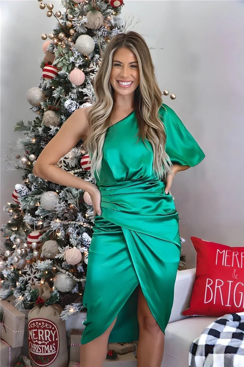 Hazel | Timeless One-Shoulder Ruched Cocktail Dress Midi