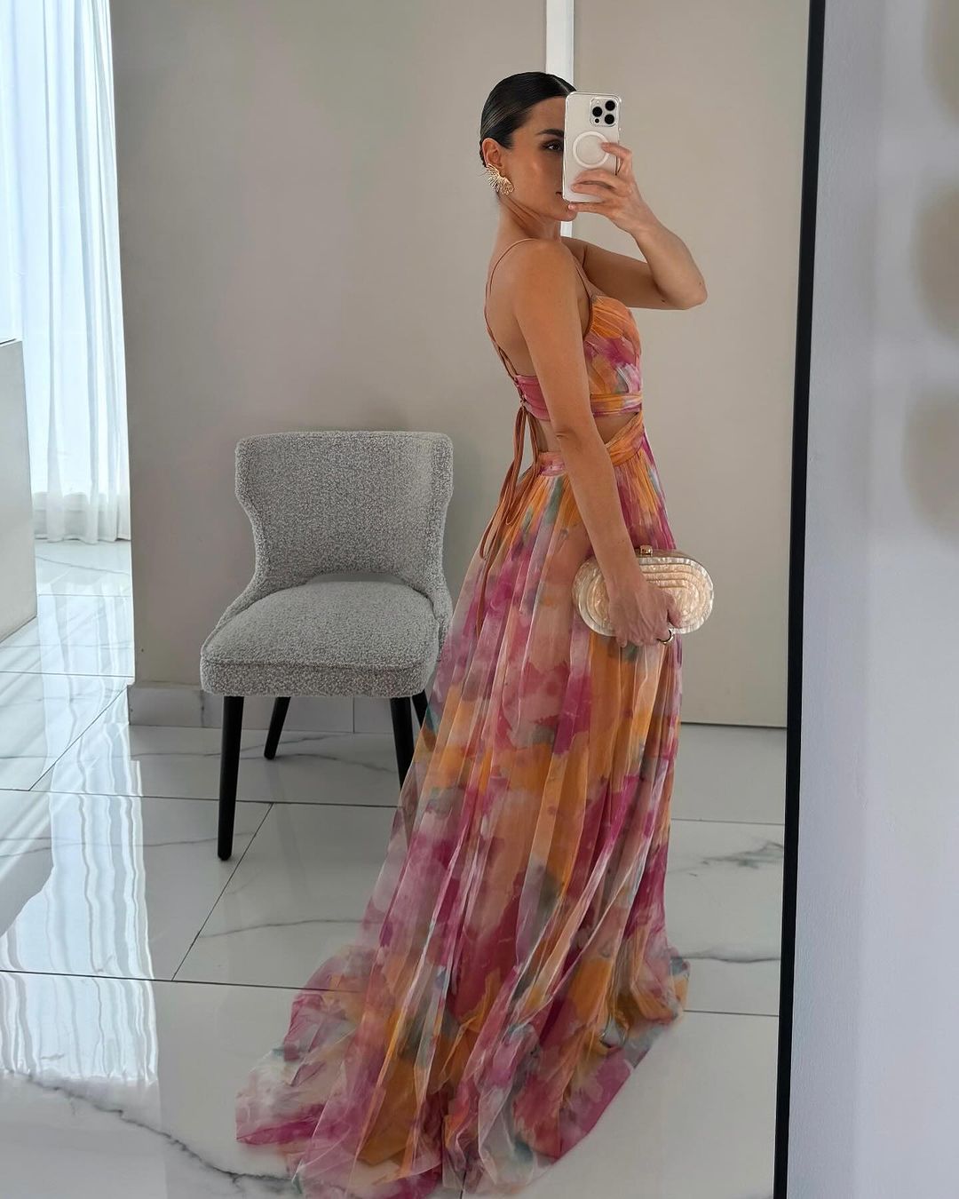 Hazel | Timeless Watercolor Floral Cocktail Dress with Maxi Skirt