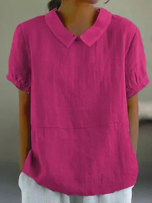 Heidi | Chic Peter Pan Collar Linen Shirt Top