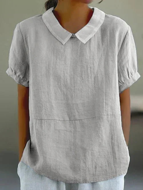Heidi | Chic Peter Pan Collar Linen Shirt Top