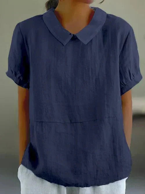 Heidi | Chic Peter Pan Collar Linen Shirt Top