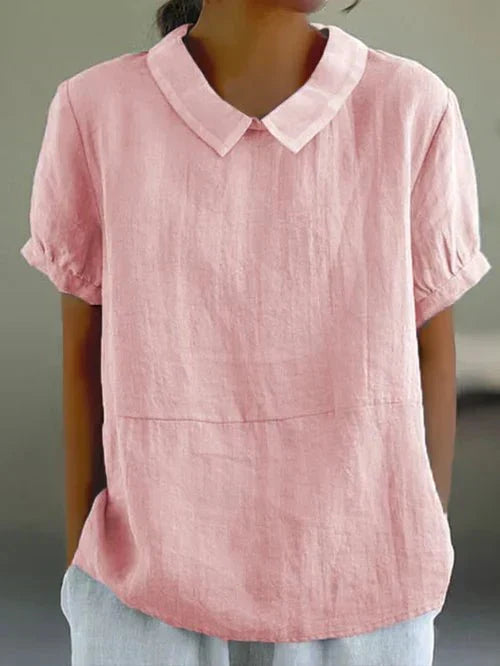 Heidi | Chic Peter Pan Collar Linen Shirt Top
