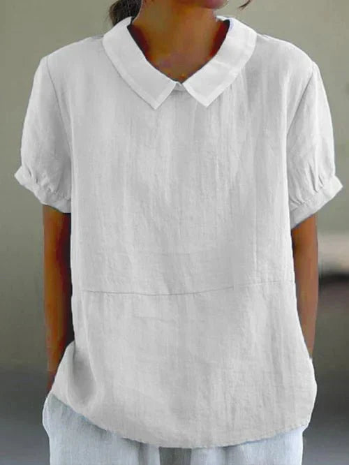 Heidi | Chic Peter Pan Collar Linen Shirt Top