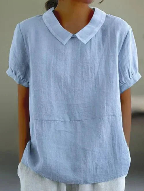 Heidi | Chic Peter Pan Collar Linen Shirt Top