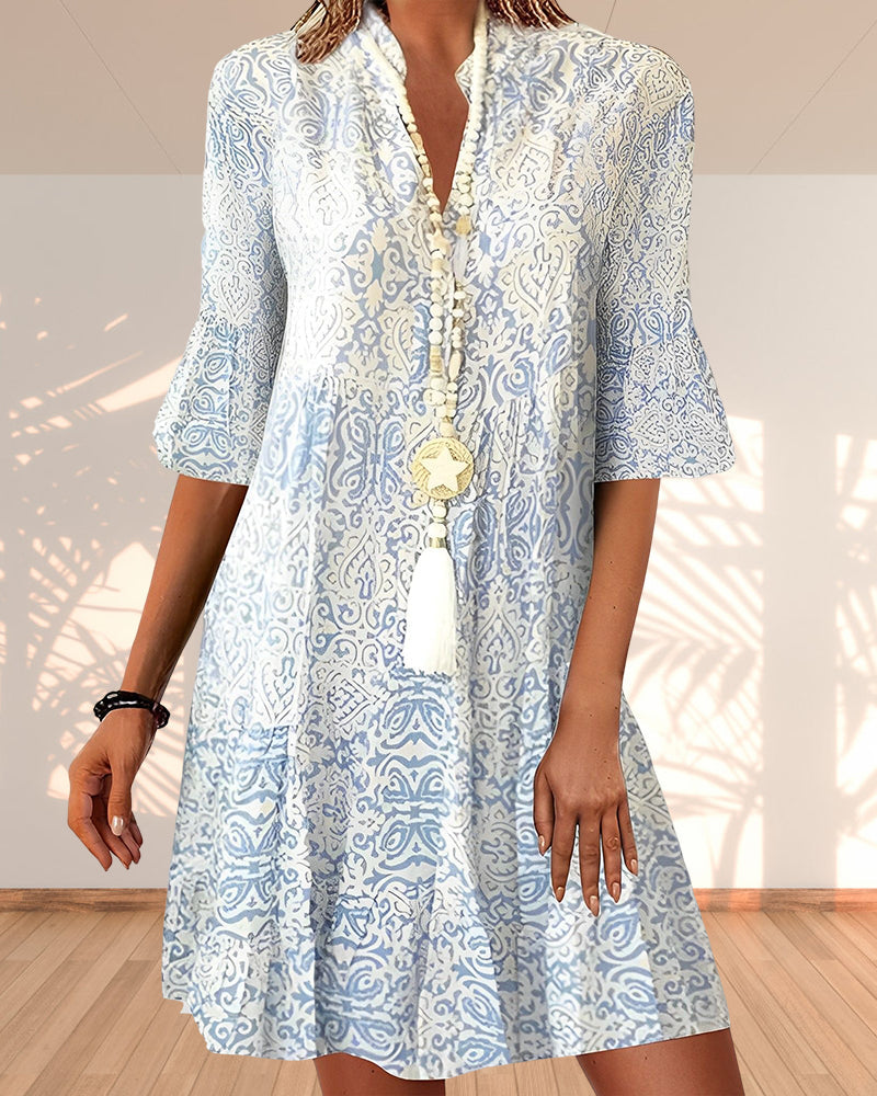 Heidi | Classic Paisley Tiered Boho Dress with Bell Sleeves