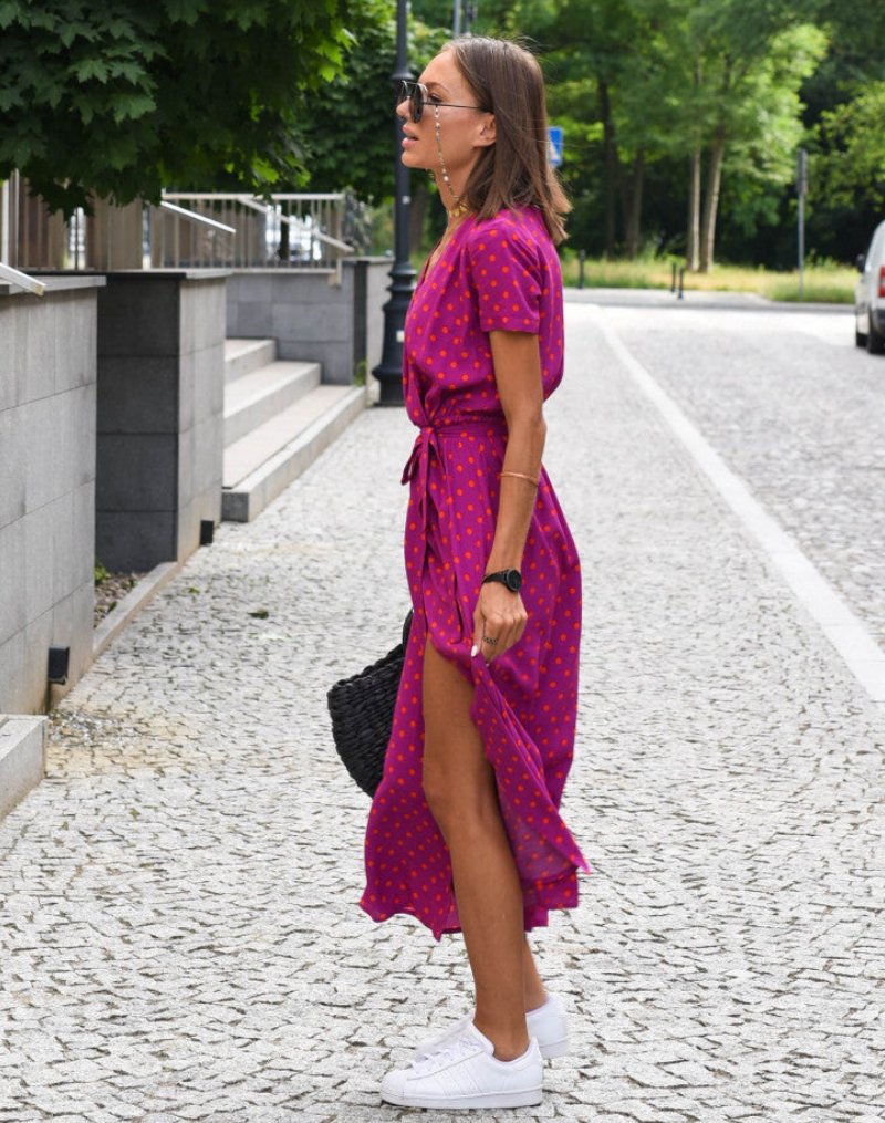 Heidi | Elegant Floral Wrap Midi Summer Dresses