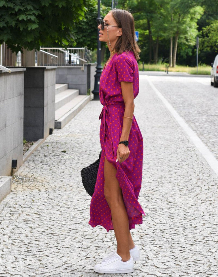 Heidi | Elegant Floral Wrap Midi Summer Dresses