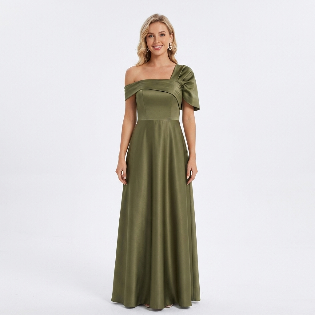 Heidi | Sophisticated One Shoulder Satin Maxi Dress for Races Dresses