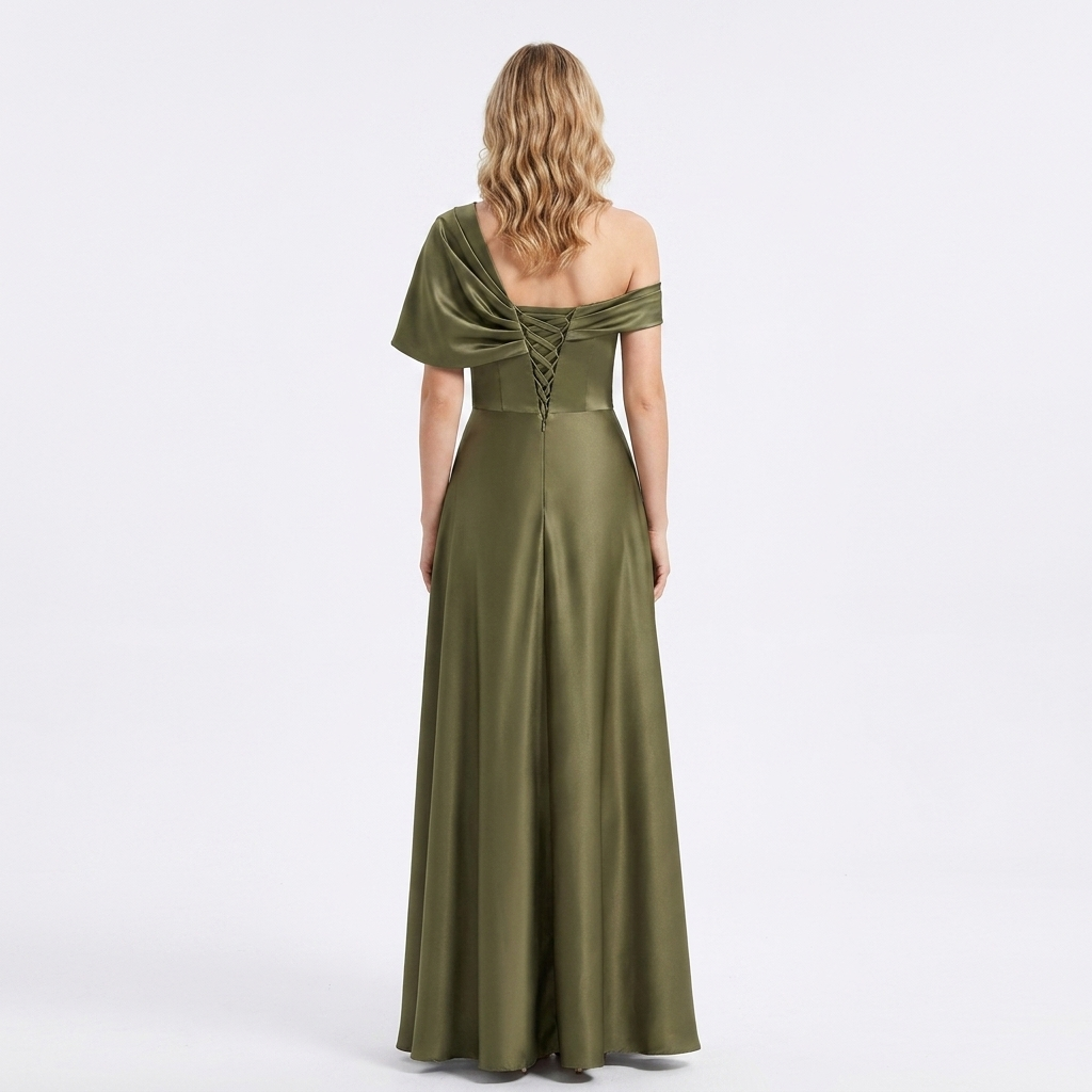 Heidi | Sophisticated One Shoulder Satin Maxi Dress for Races Dresses