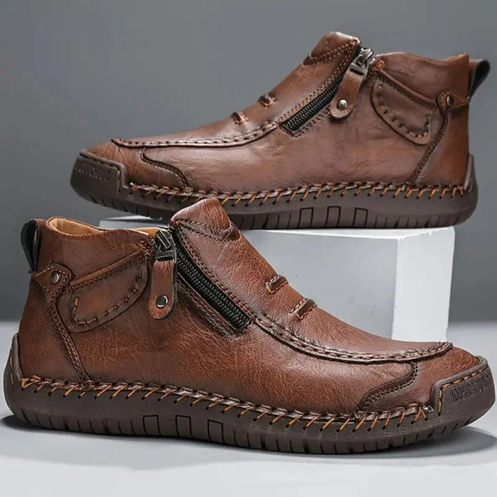 Henry | Relaxed Stitched Ankle Orthopedic Shoes with Side Zip