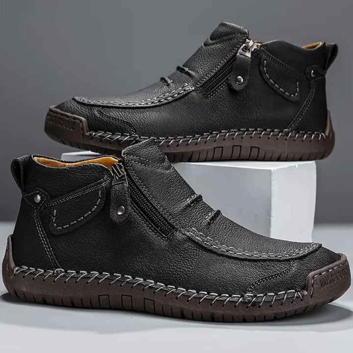 Henry | Relaxed Stitched Ankle Orthopedic Shoes with Side Zip