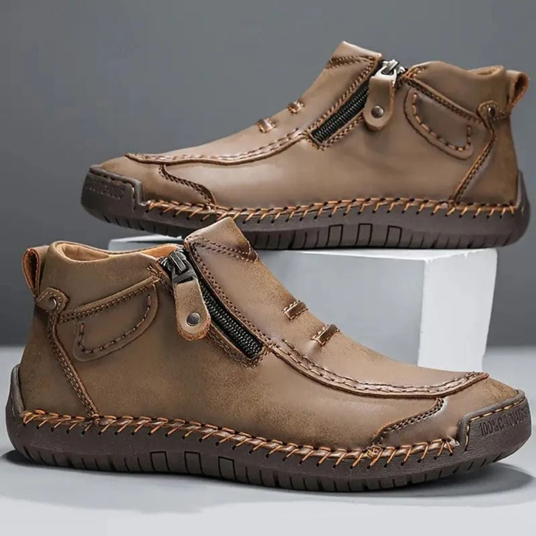 Henry | Relaxed Stitched Ankle Orthopedic Shoes with Side Zip
