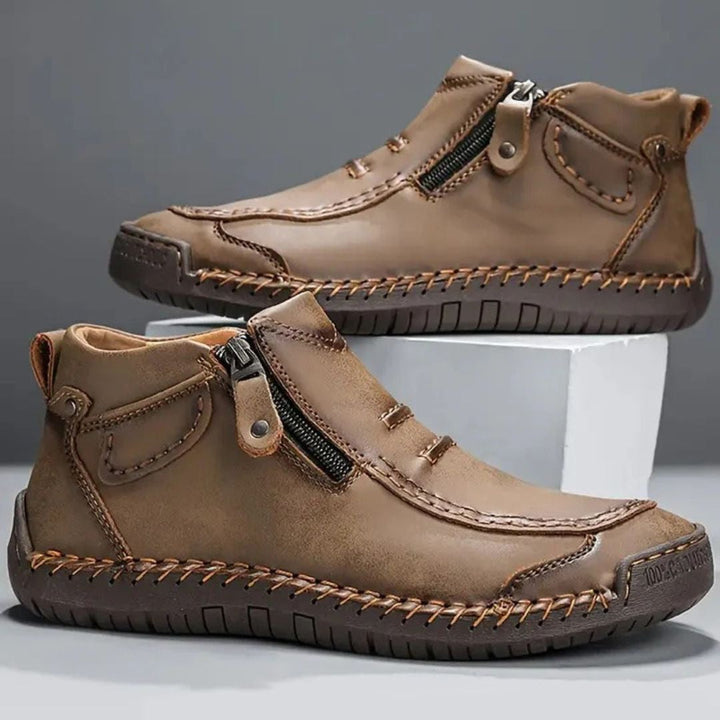 Henry | Relaxed Stitched Ankle Orthopedic Shoes with Side Zip
