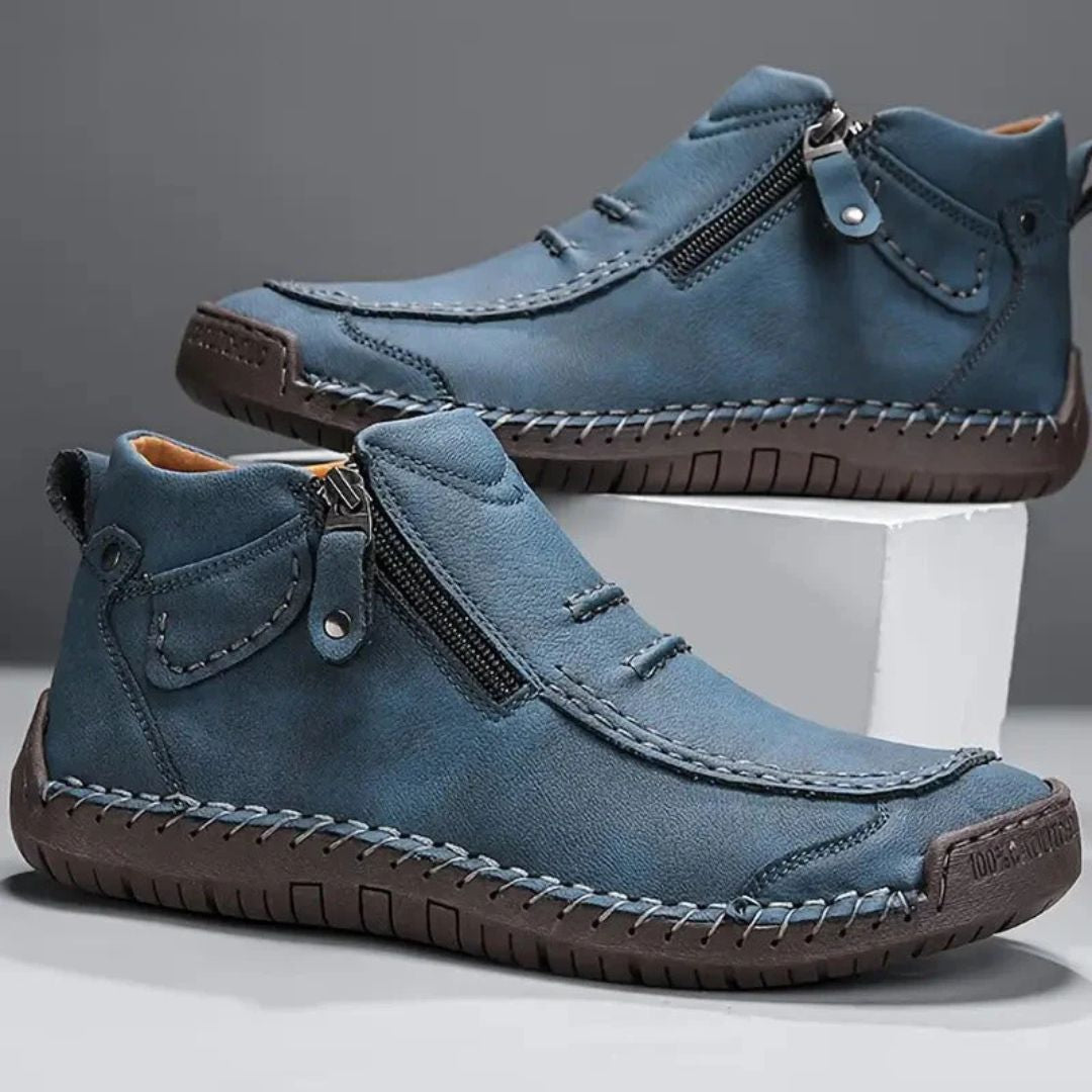 Henry | Relaxed Stitched Ankle Orthopedic Shoes with Side Zip