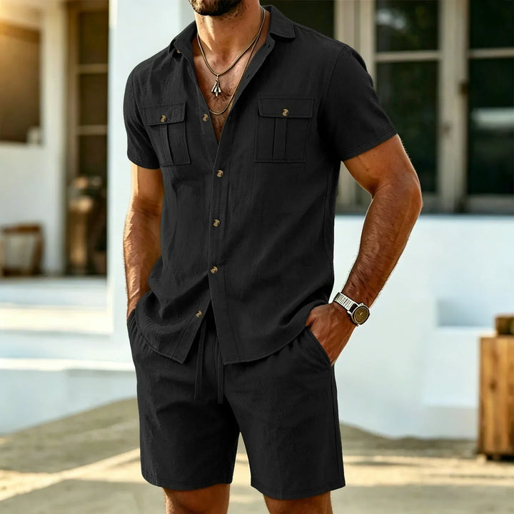 Hunter | Classic Linen Shirt and Linen Shorts Two-Piece Set
