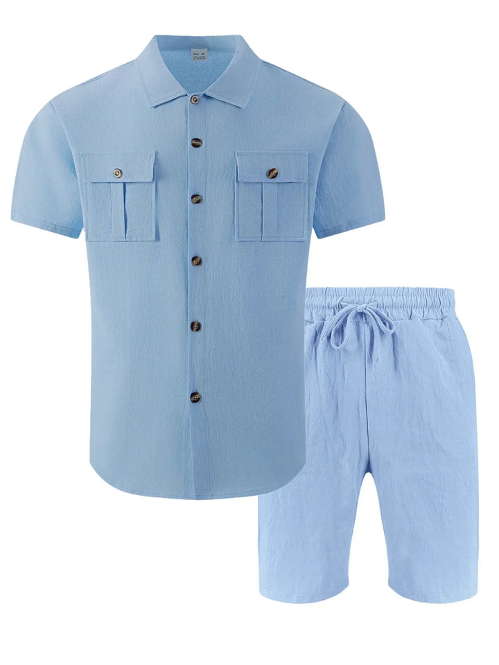 Hunter | Classic Linen Shirt and Linen Shorts Two-Piece Set