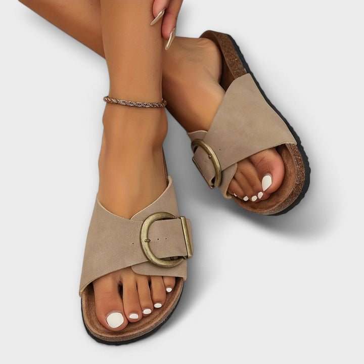 Imogen | Polished Buckle Orthopedic Slide Sandals