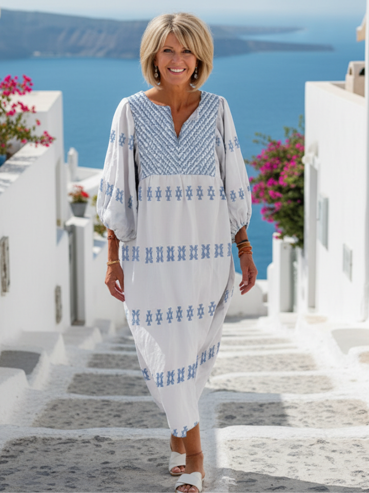 Imogen | Stylish Embroidered Boho Dress with V-Neck