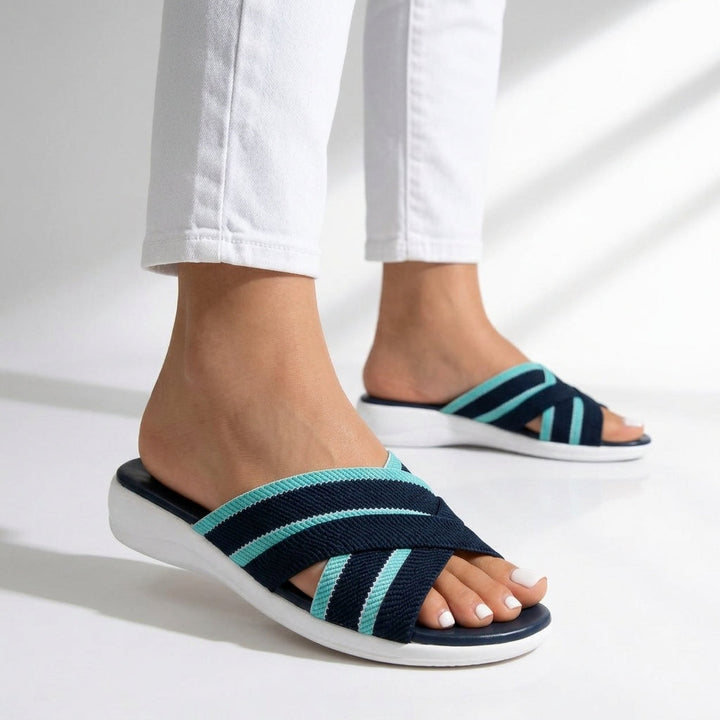 Imogen | Woven Cross Strap Flat Sandals