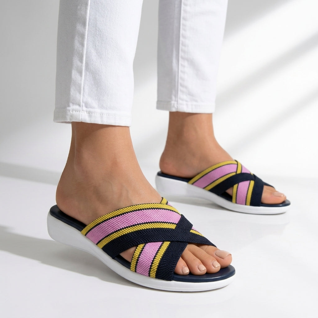Imogen | Woven Cross Strap Flat Sandals