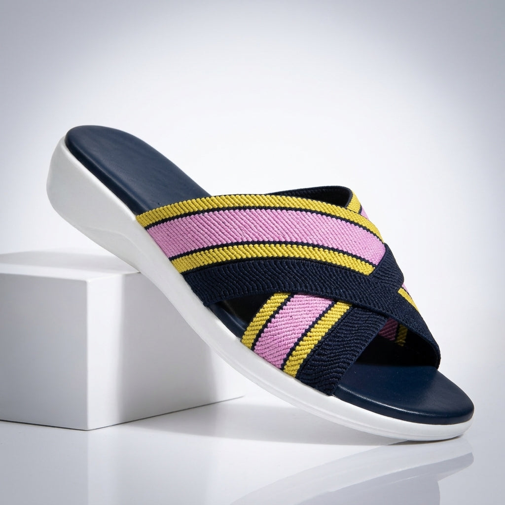 Imogen | Woven Cross Strap Flat Sandals