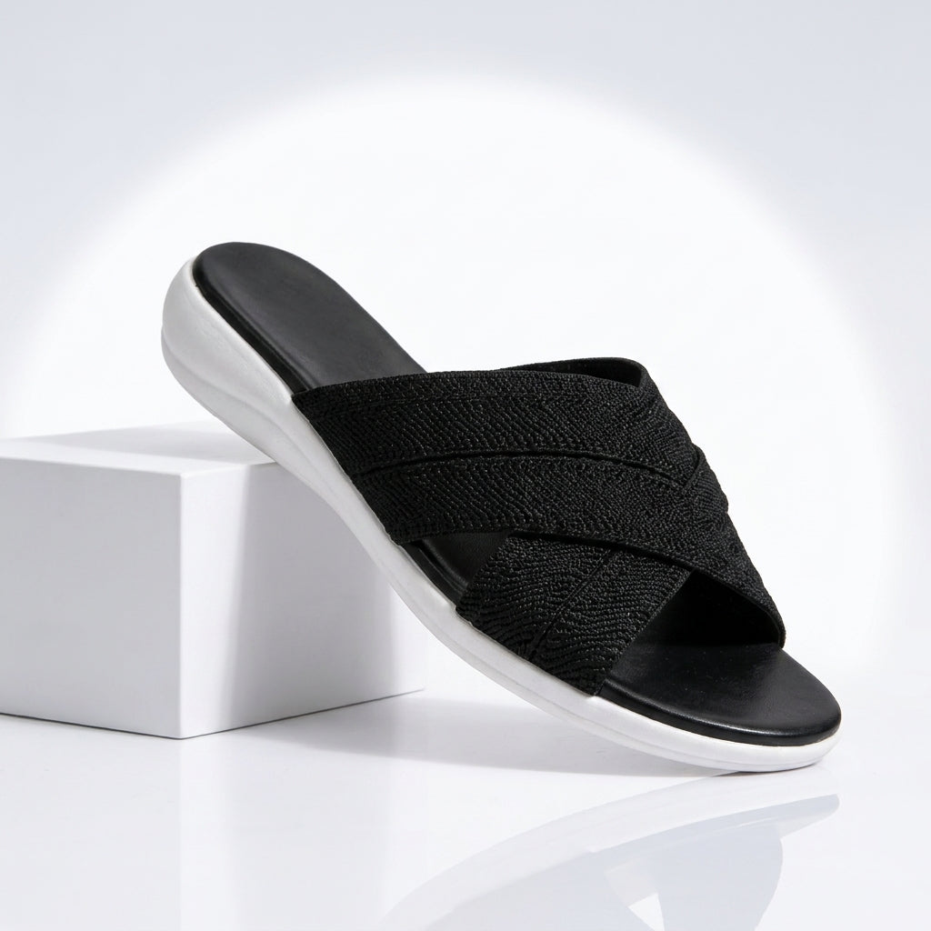 Imogen | Woven Cross Strap Flat Sandals