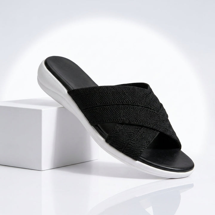 Imogen | Woven Cross Strap Flat Sandals