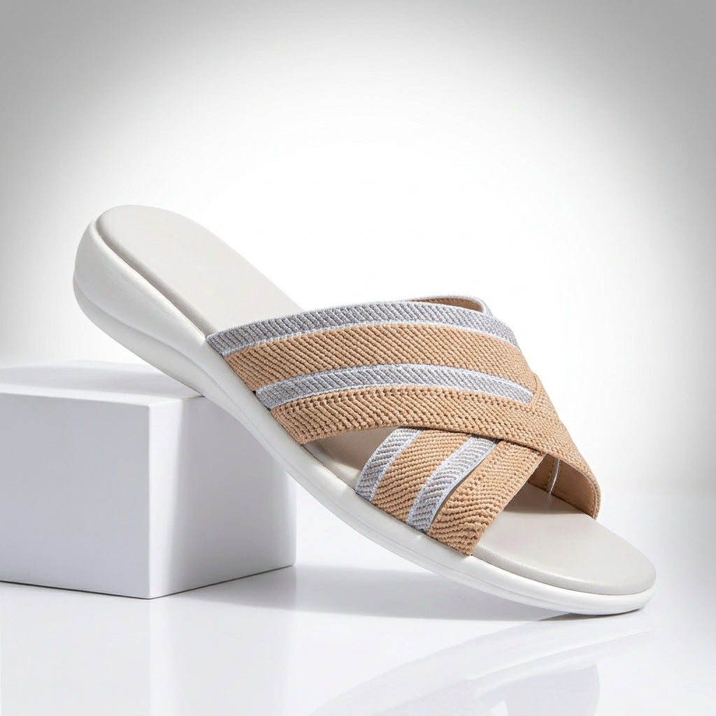 Imogen | Woven Cross Strap Flat Sandals