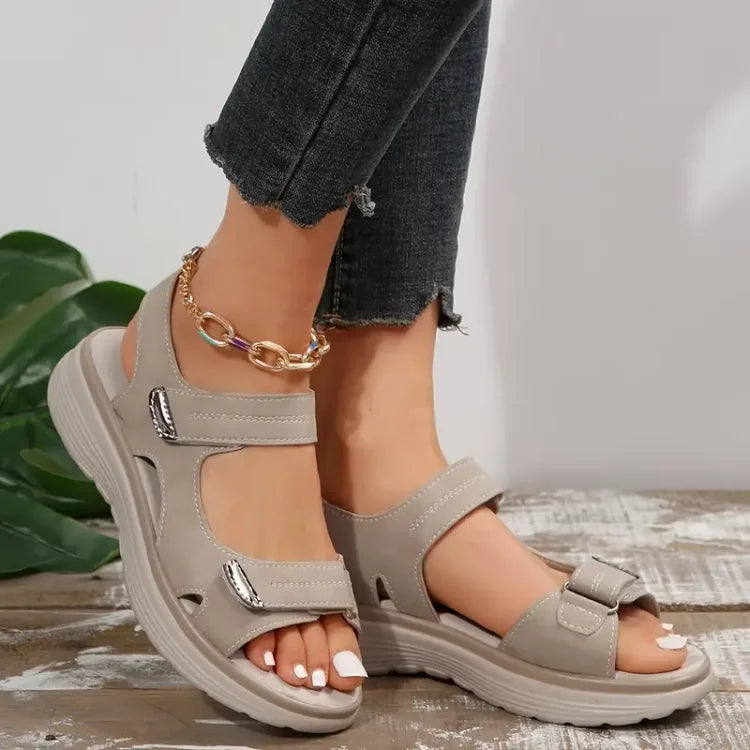 Isabella | Adjustable Strap Open Toe Flat Sandals