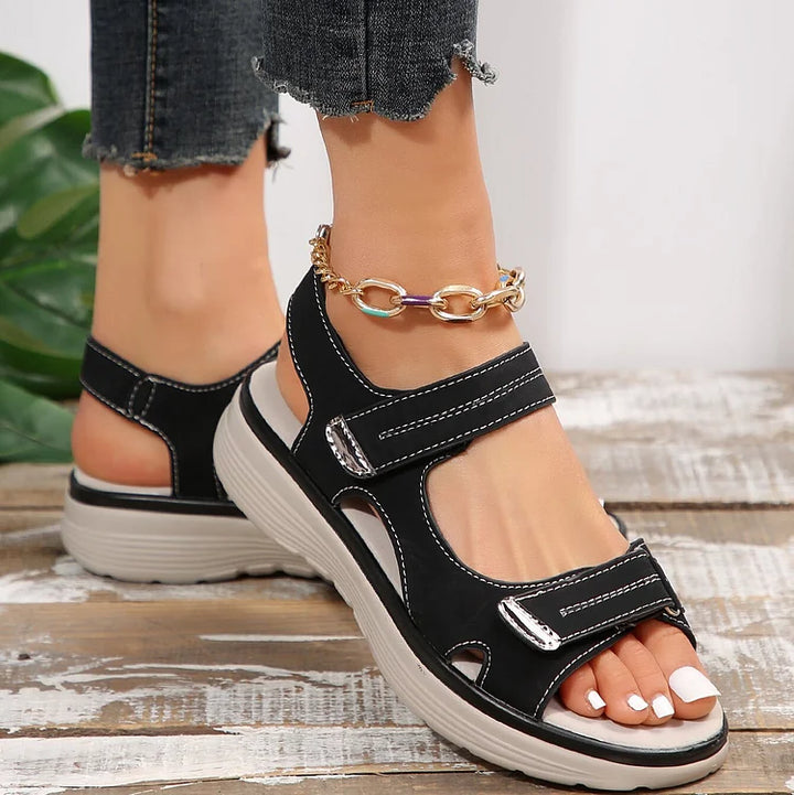 Isabella | Adjustable Strap Open Toe Flat Sandals