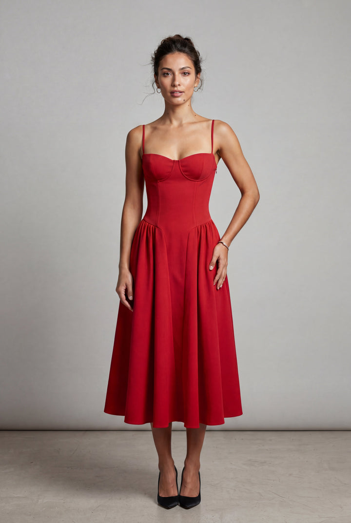 Isabella | Effortless Floral Corset Midi Races Dresses