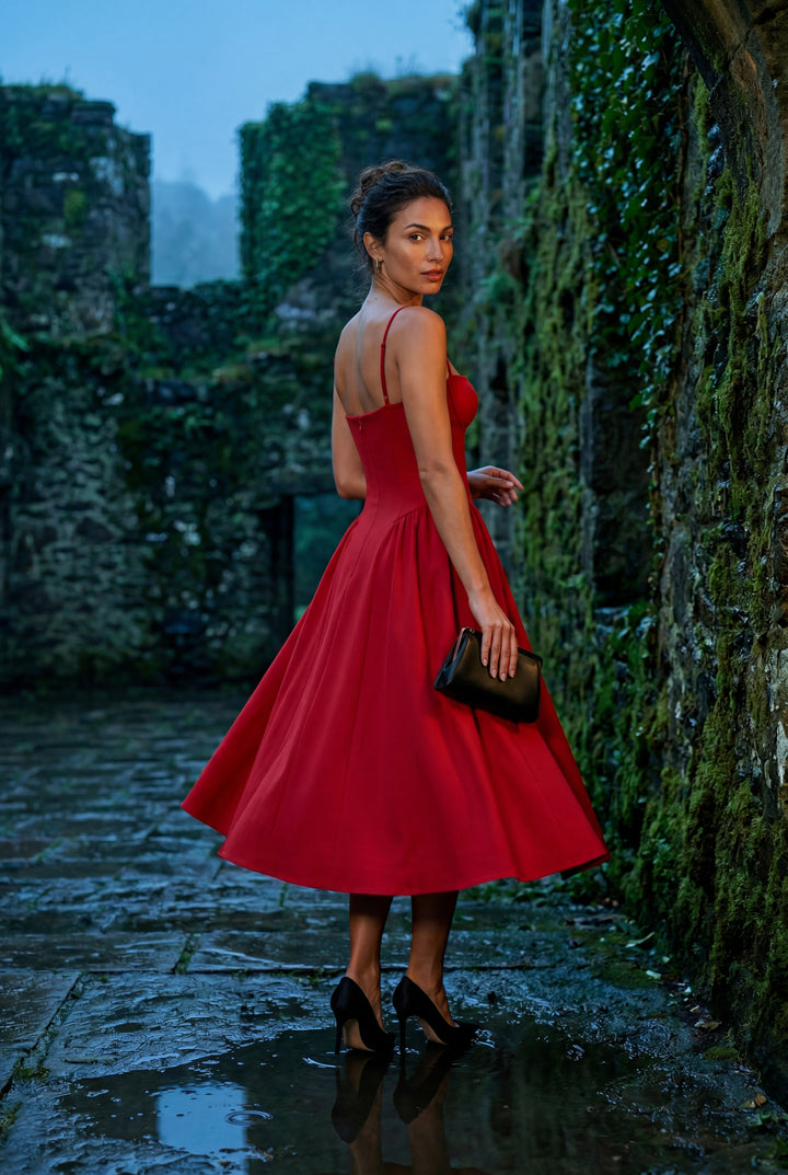 Isabella | Effortless Floral Corset Midi Races Dresses