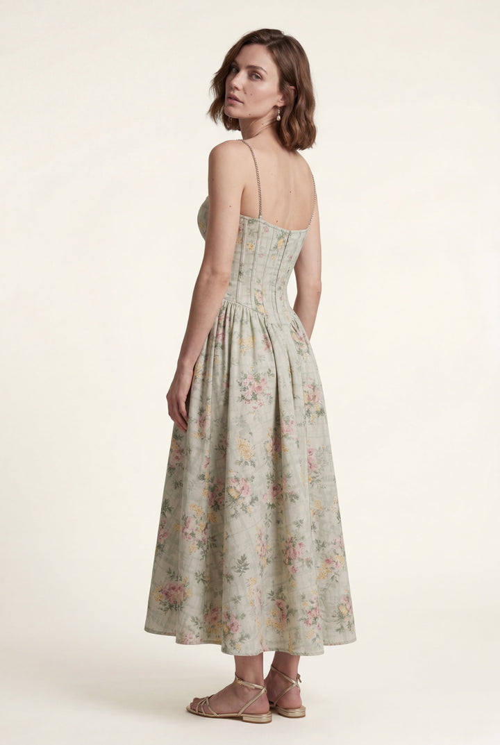 Isabella | Effortless Floral Corset Midi Races Dresses
