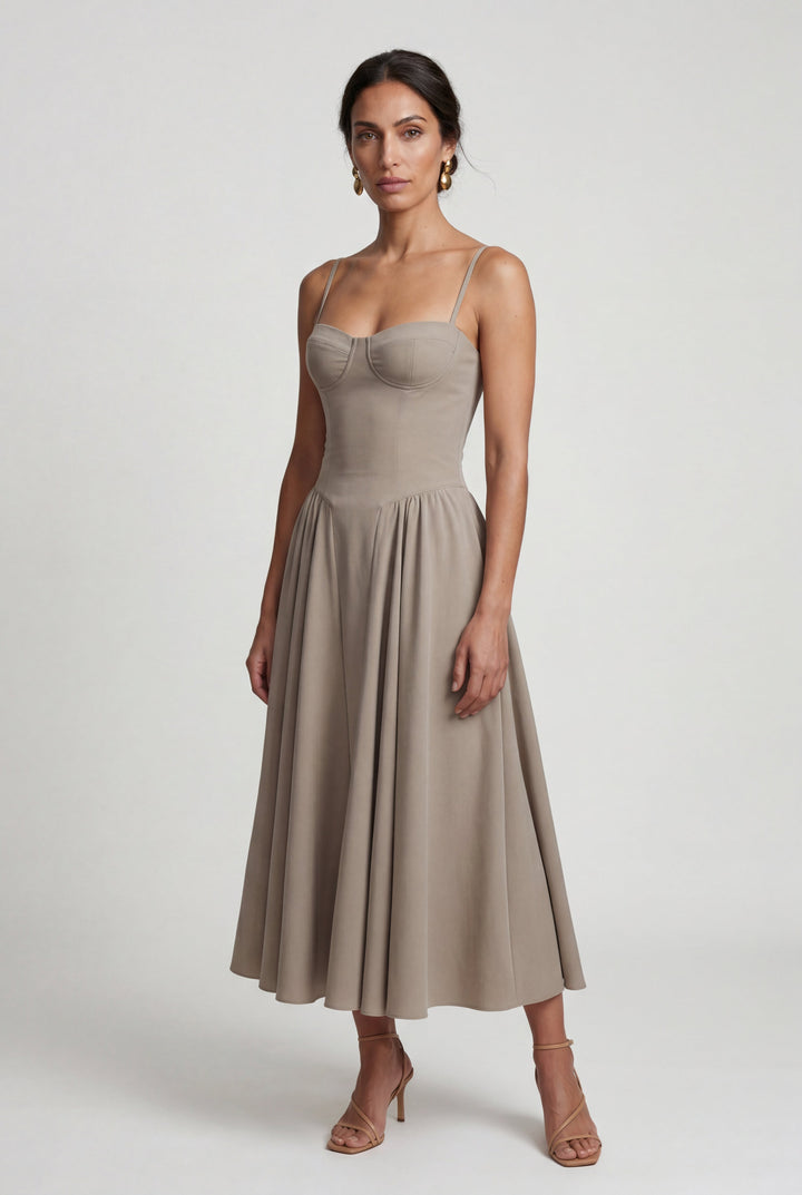 Isabella | Effortless Floral Corset Midi Races Dresses