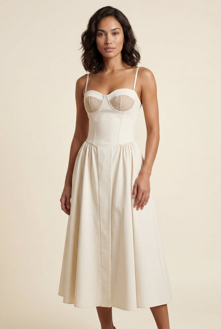 Isabella | Effortless Floral Corset Midi Races Dresses