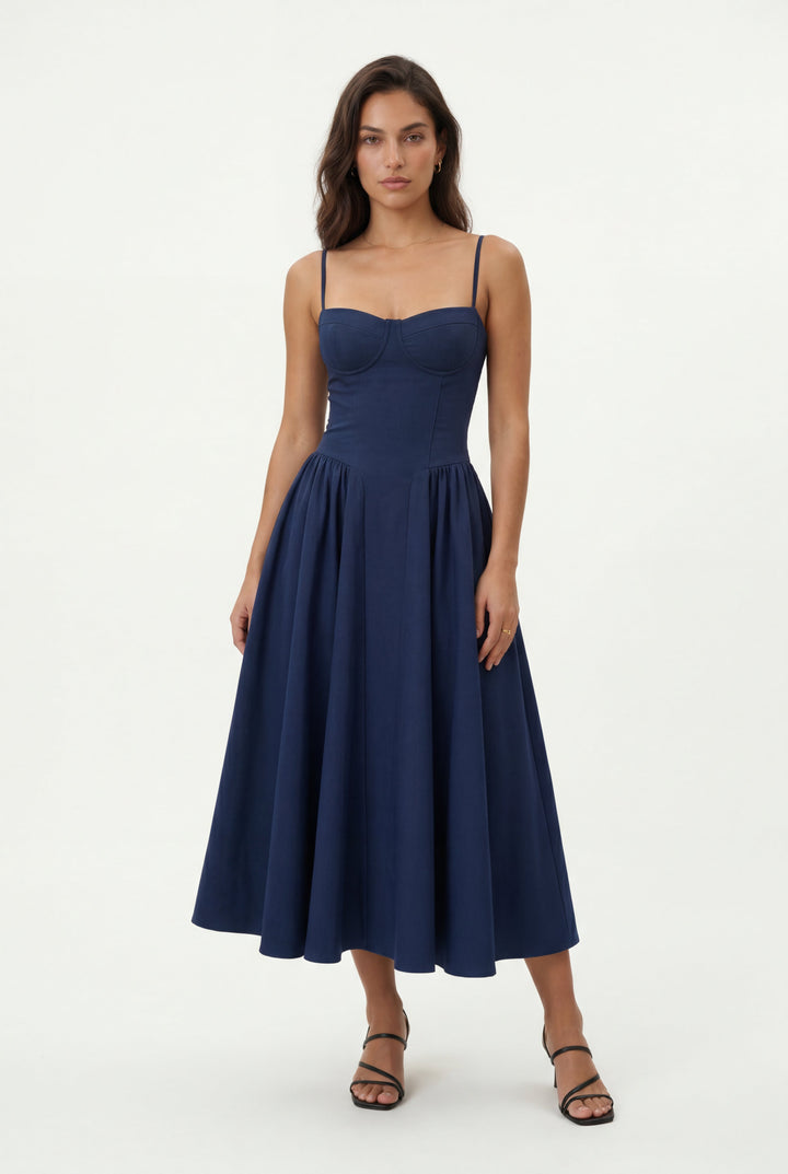 Isabella | Effortless Floral Corset Midi Races Dresses