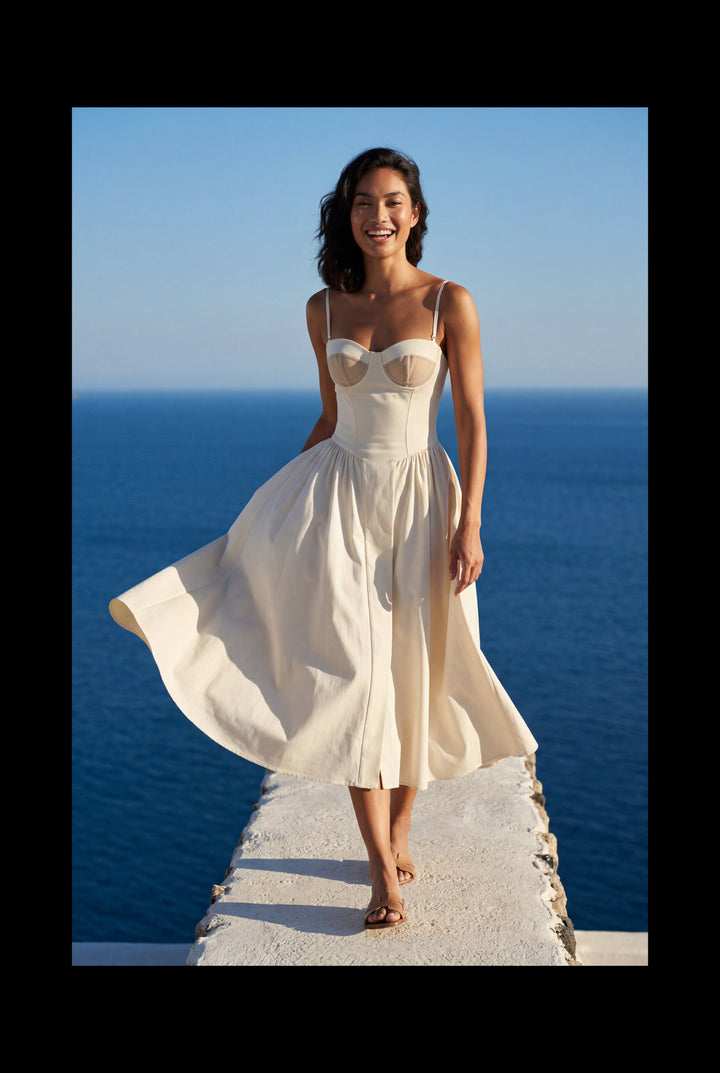 Isabella | Effortless Floral Corset Midi Races Dresses