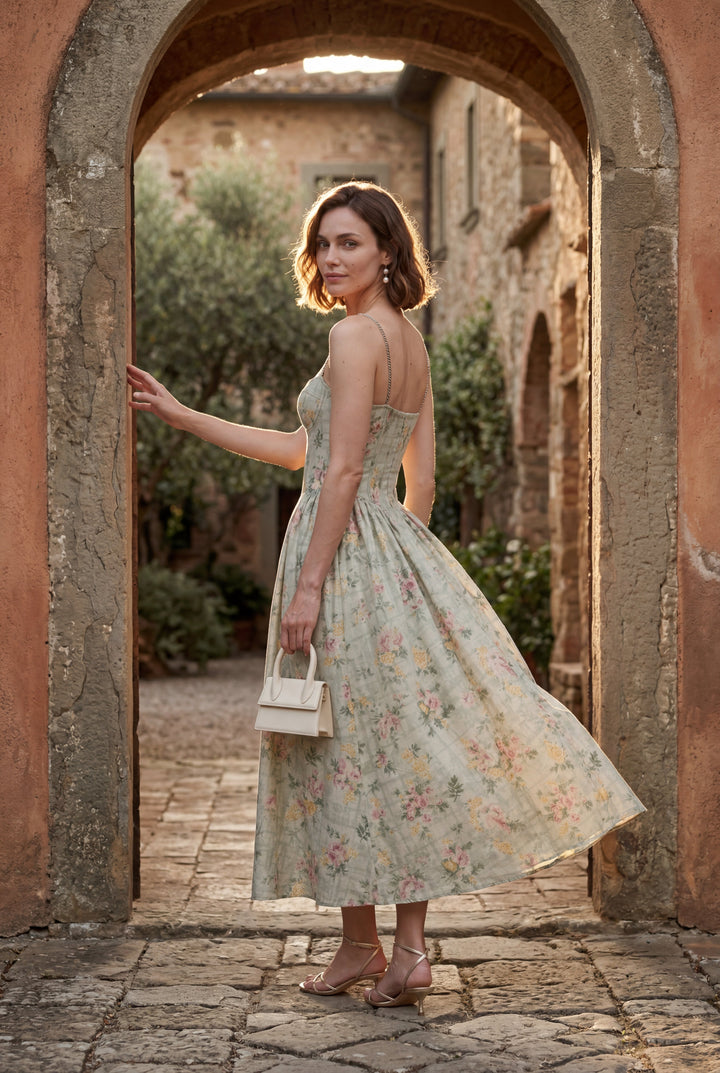 Isabella | Effortless Floral Corset Midi Races Dresses
