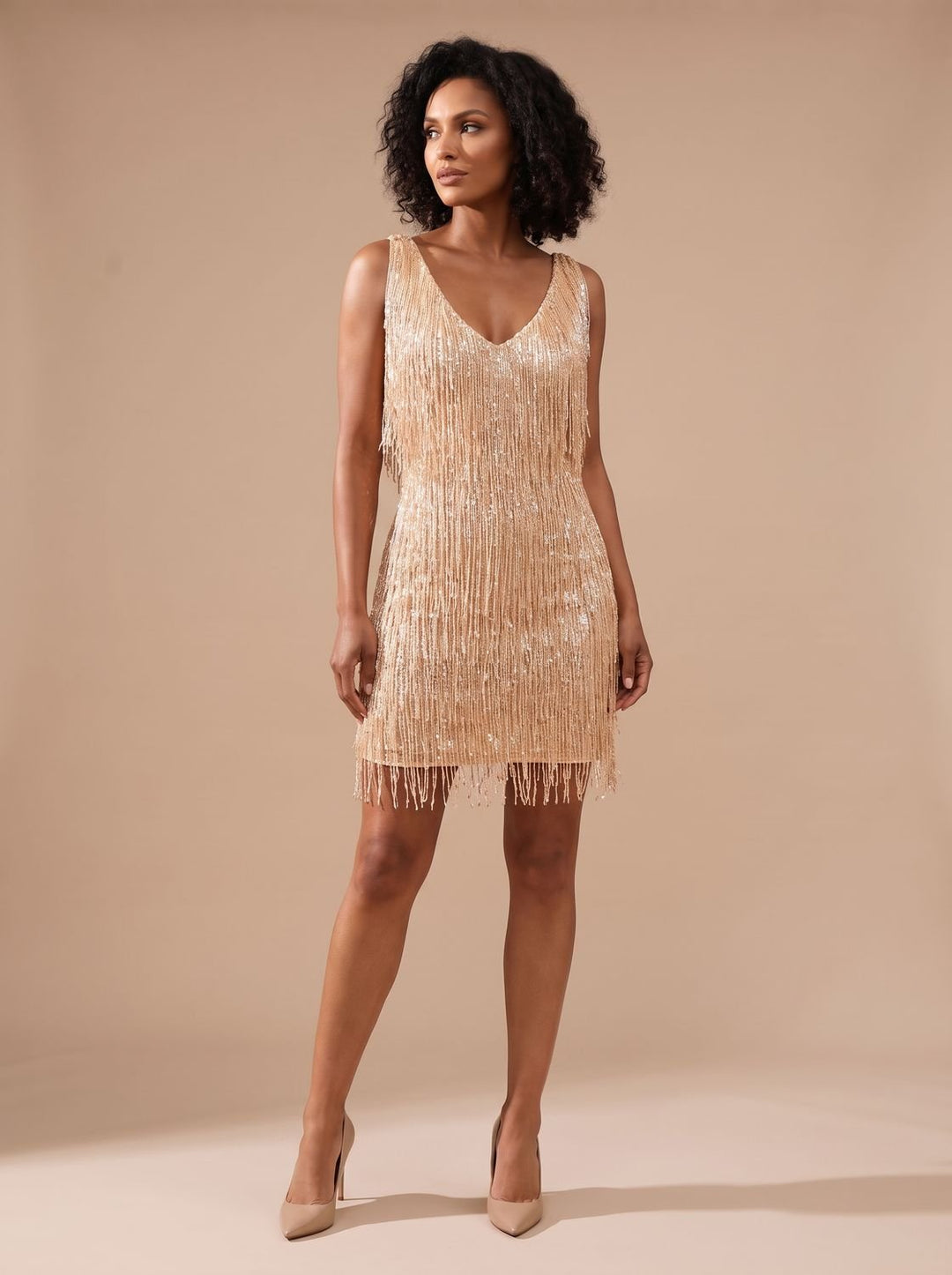 Isabella | Graceful Fringe Sequin Christmas Party Mini Dress