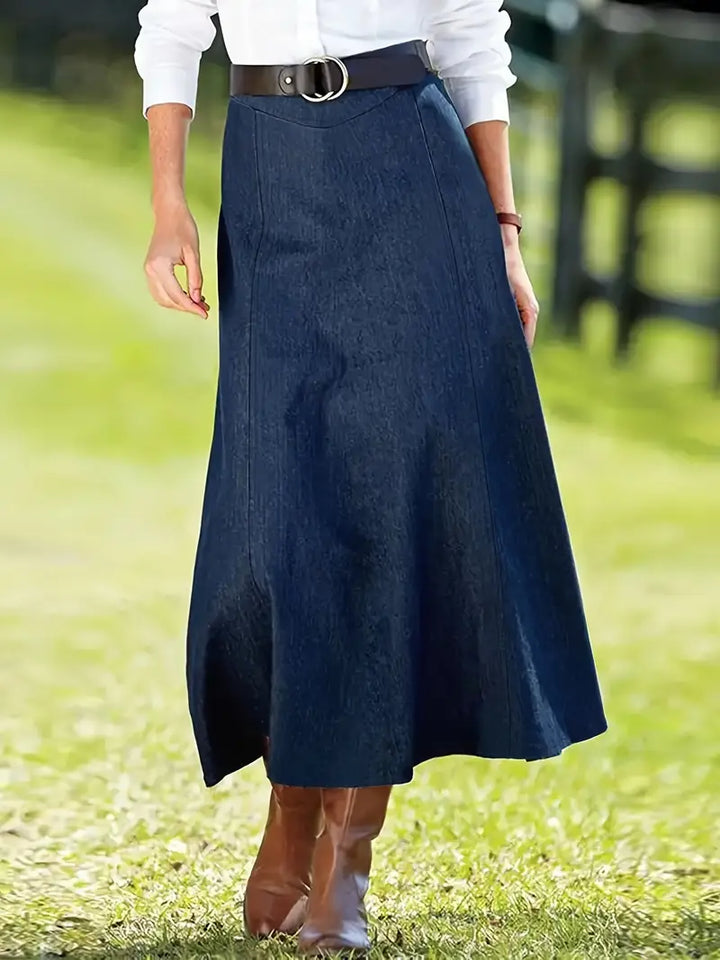 Isabella | Stylish A-Line Denim-Look Midi Skirt