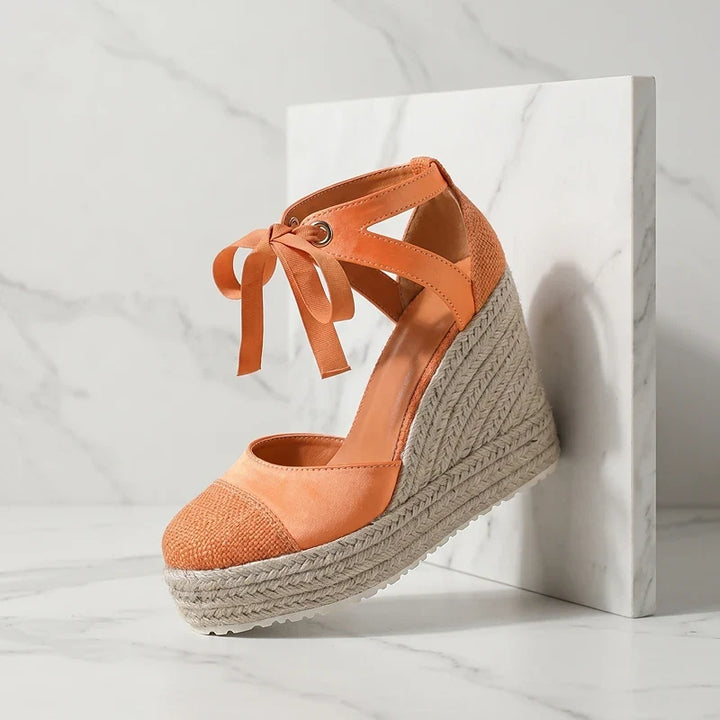 Isabelle | Ankle Tie Platform Espadrille Wedges