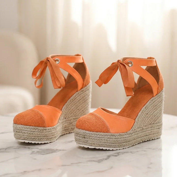 Isabelle | Ankle Tie Platform Espadrille Wedges