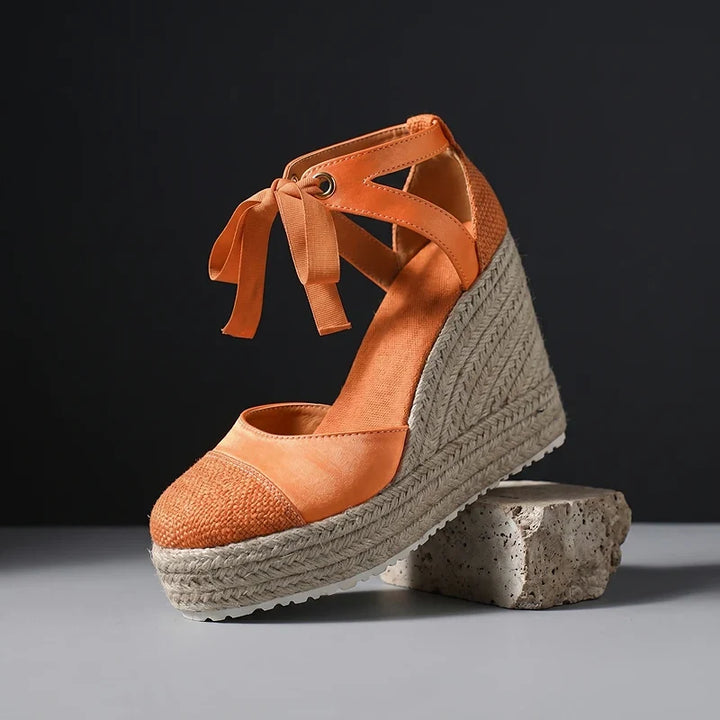 Isabelle | Ankle Tie Platform Espadrille Wedges