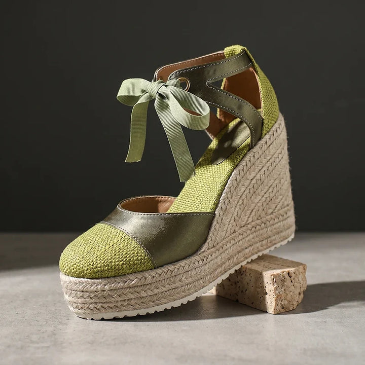 Isabelle | Ankle Tie Platform Espadrille Wedges