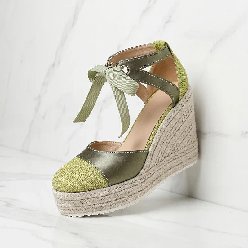 Isabelle | Ankle Tie Platform Espadrille Wedges