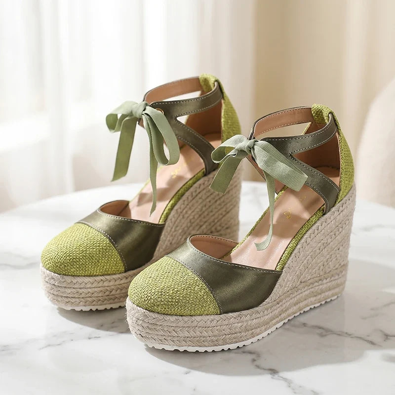 Isabelle | Ankle Tie Platform Espadrille Wedges